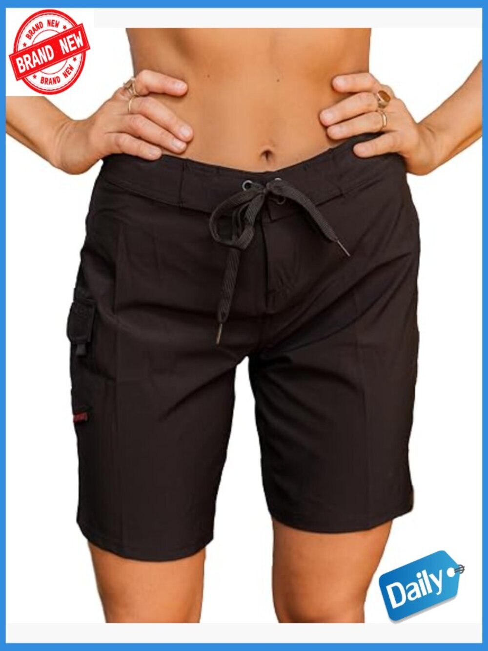 Women's 9" Stretch Boardshorts - Quick Dry UPF 50+ Drawstring